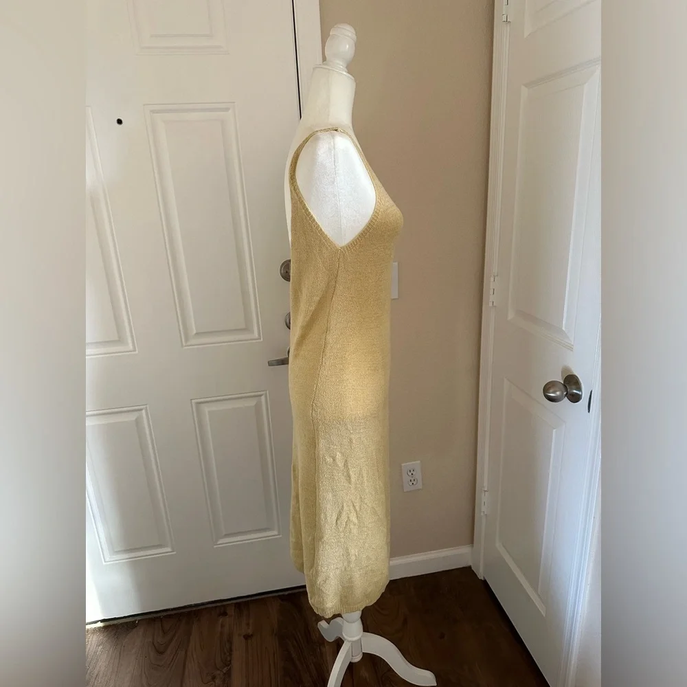 Crochet Knit Tan Dress with slit One Size - Picture 5 of 10